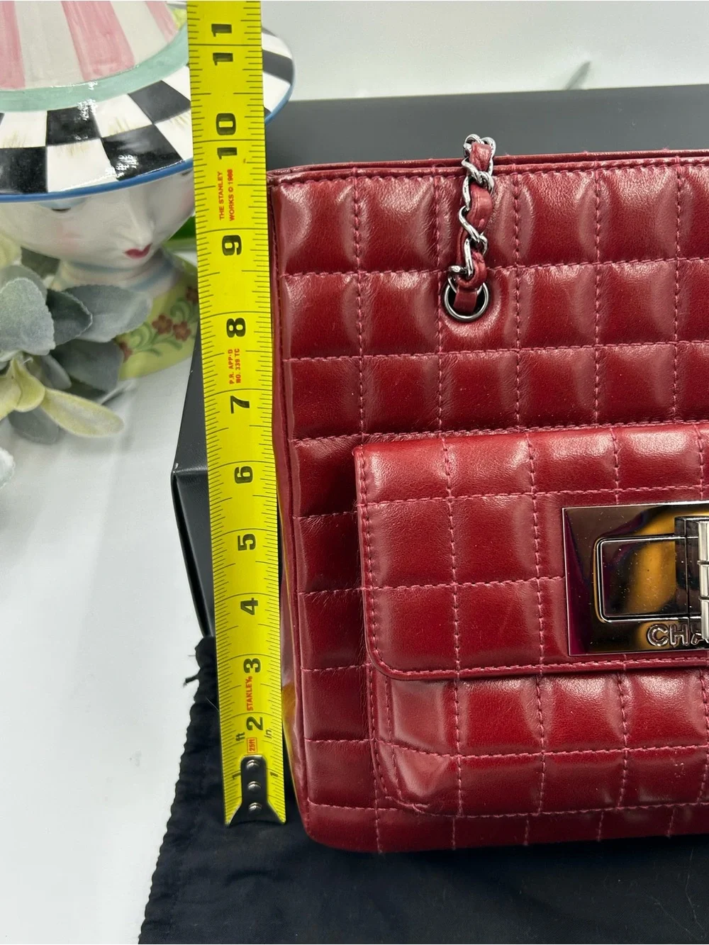 Women Chanel chocolate bar, Mademoiselle reissue square tote bag made in Italy